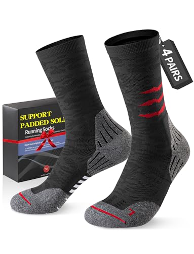 Crew Compression Socks for Men Women - Mild Support, Wicking Cushioned Compression Running Socks for Sport Basketball