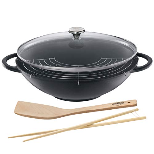 Küchenprofi Wok, Glas, Schwarz, 36 cm