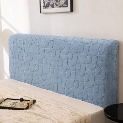 Image of HOMETHREADS Stretchable Lycra /Velvet Headboard Cover | Soft, Dust-Proof & Wrinkle-Resistant Bed Back Protector | Fits Leather, Wooden & Fabric Bedsides |for 5ft to 5.5ft Beds (Blue, 150x65Cm)