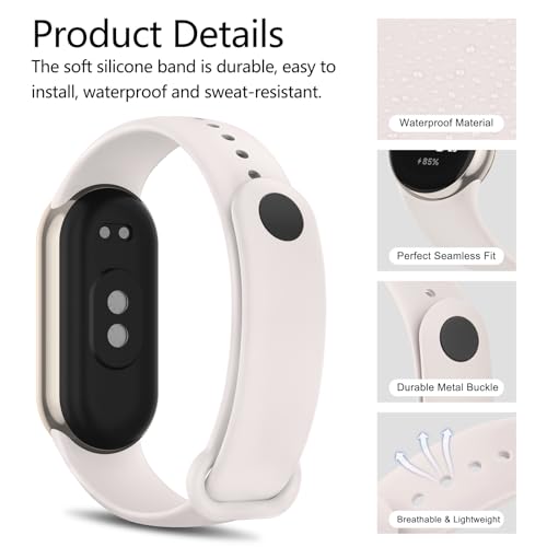Image of Vanjua Watch Strap for Xiaomi Smart Band 10 /9 /8, Soft Silicone Adjustable Sport Wrist Band for Xiaomi Mi Band 8 /9 /10 Smart Watch (No Watch)
