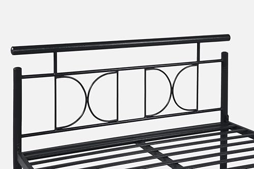 Image of Mexo Metal Queen Size Bed Without Storage | Wrought Iron Double Bed with Headboard & Footboard | Sturdy Powder Coated Platform Bed Queen Size Cot for BedroomLivingRoom Black (75x60)