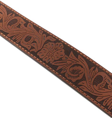 BC Belts Womens Leather Belt Strap with Embossed Western Flowers Pattern 1.5" Wide with Snaps4