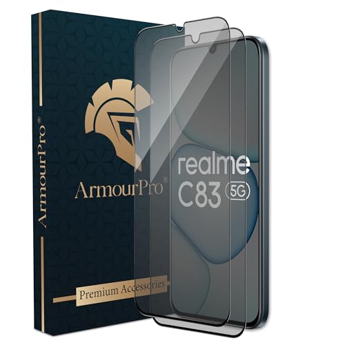 Image of ArmourPro Anti-Glare Matte Tempered Glass for ealme C83, P4 Lite and Realme Narzo 100 Lite, Pack of 2, Anti Fingerprint Screen Protector, 9H Scratch Resistant, Smooth Touch, Full Edge to Edge Coverage
