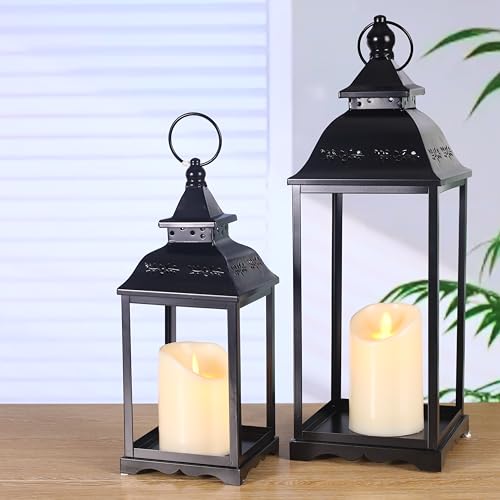 HAVITI 2 Pack Outdoor Lantern for Porch, Black...