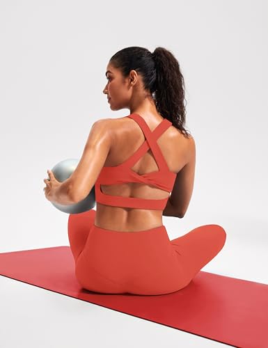 Image of Sports Bras for Women Criss-Cross Back Padded Workout Tank Tops Medium Support Crop Tops for Women