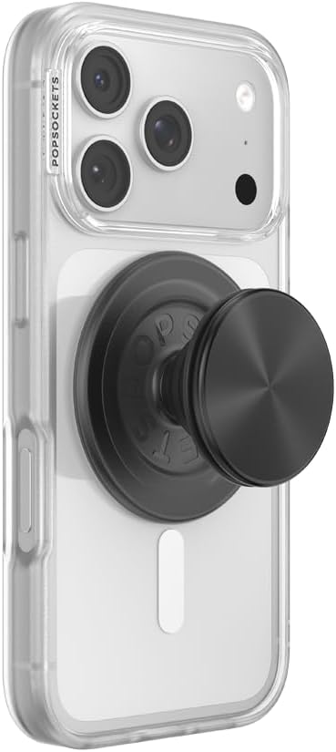 PopSockets Phone Grip for MagSafe, Magnetic Holder, Phone Stand, Spinner - Black Radial Backspin