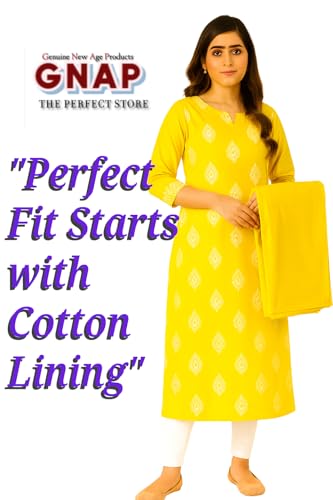 Image of Cotton Lining Cloth 2.5 Meter| for Kurta| Womens Dresses |Inside Materials |Stiching Material (Yellow)
