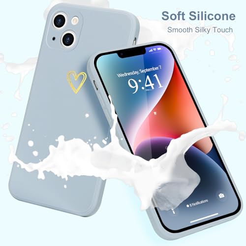 Image of Wirvyuer for iPhone 14 Case Cute Slim Shockproof Phone Case with Wireless Charging Support and Protection, Light Grey