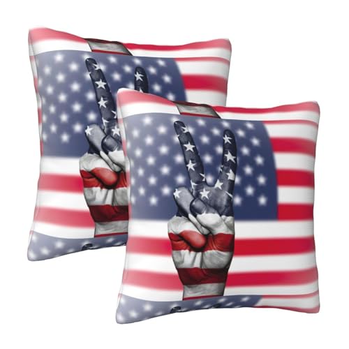Housse de coussin motif drapeau américain pour décoration extérieure