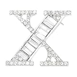 PATIKIL レターブローチピン イニシャルレター×ラインストーンブローチメタル水晶アルファベットA-Zブレストピンラ ペルピン女性用宝石ギフトスーツ服帽子ドレス シルバートーン