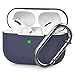 AHASTYLE Case per Airpods Pro Case Cover, Custodia Protettiva in Silicone [LED Anteriore Visibile][Supporto Ricarica Wireless] Compatìbile con Apple Airpods Pro 2019 (Blu Notte con Moschettone)