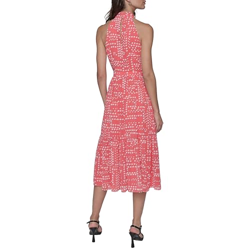 Image of Karl Lagerfeld Women's Multi Color Sleevelss Mock Neck Midi Dress