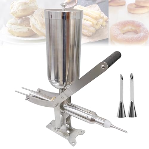 Inyector manual de llenado de gelatina de dona, máquina de llenado de crema de acero inoxidable para cocina de restaurante, llenado cuantitativo con 4 tubos