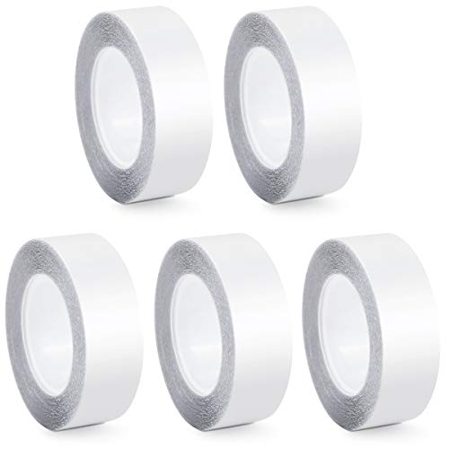 Oopsu Double Sided Clothing Tape Beauty Tape Clear Fabric Strong Double Sided Tape for Clothing Dress Wedding Prom Lingerie, 5 Roll, 82 feet