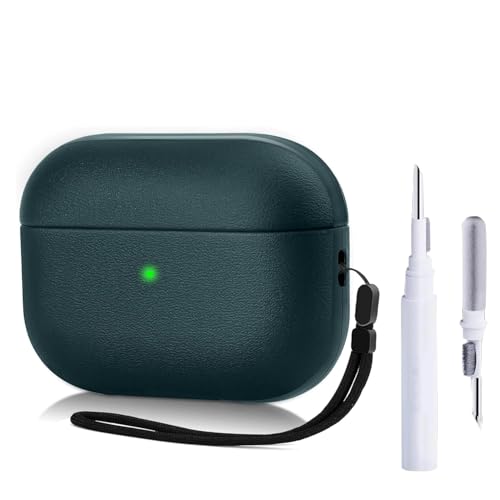 Image of YODI Case Cover for Airpods Pro|Pro 2|Airpods Pro 3|Airpods 4 Pouch, Silicone Cases with Cleaner Kit 360 Drop Protection,Shock-Resistant ((Leather-Green), Airpods Pro 3 (2025))