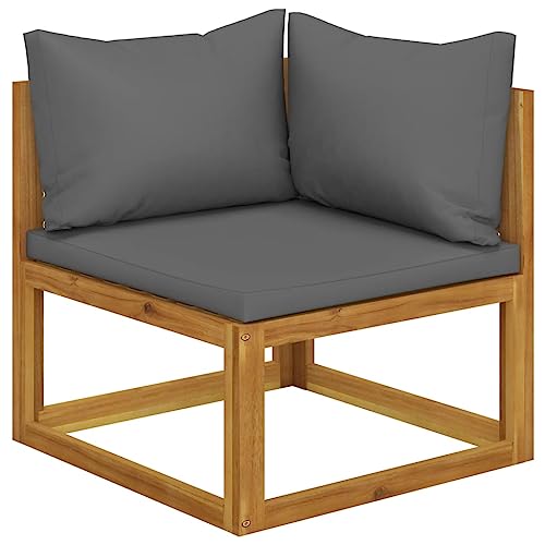 Banco de jardín de 2 plazas de madera de acacia con cojines y sofá modular resistente de 140cm 4