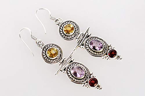 Boucles d'oreilles Améthyste et Grenat, le cadeau d'anniversaire idéal - 3