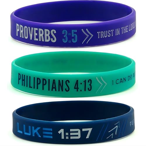 Inkstone Christian Silicone Wristbands – WWJD Bracelets with Philippians 4:13 Luke 1:37 Proverbs 3:5 – Easter Basket Stuffers, Christian Gifts for Men, Pulseras Para Hombres