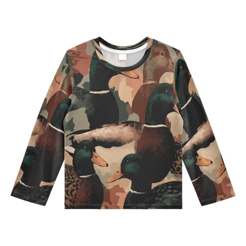 Ducks Camouflage Hunter Boys Rash Guard Long Sleeve UPF 50+ Boys Swim Shirt Quick Dry Shirt for 3-12 Years