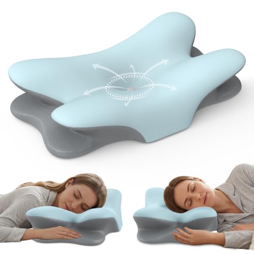 Besyodo Cervical Pillow for Neck Pain Relief - Neck Pillow Memory Foam Pillows(Blue)