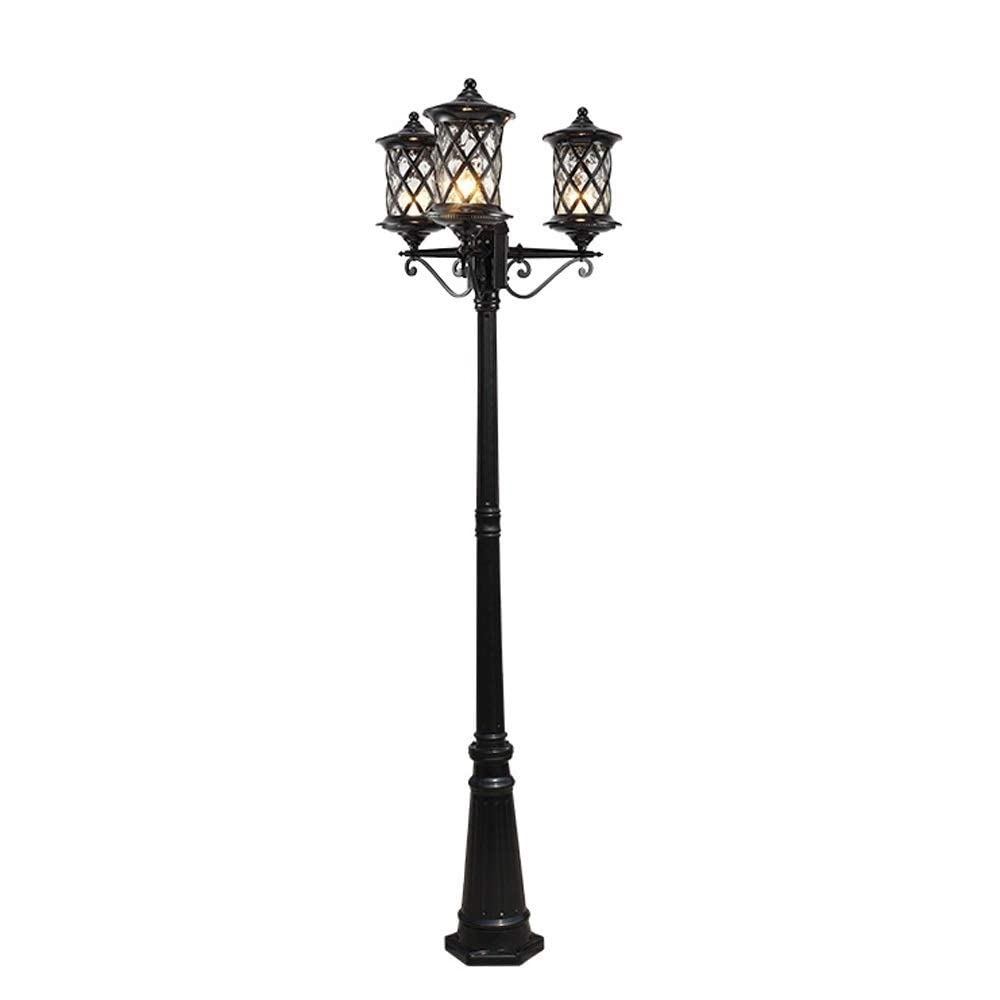 Lámpara de columna estilo villa con acabado de aluminio y cristal