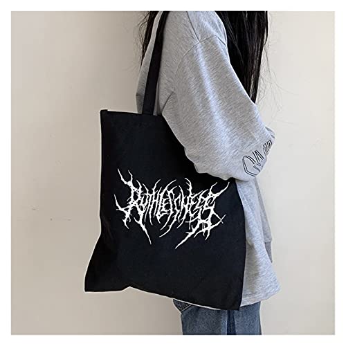 Tas Vrouwen Canvas Tas Cartoon Letter Donkere Shopper Tas Capaciteit Nieuwe Vrouwen Schoudertas Canvas Tas, 1, 30*50, - Image 3