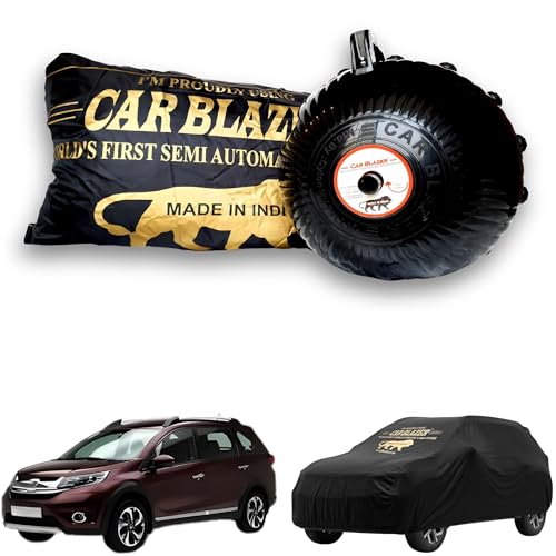 Image of CARBLAZER Portable & Semi-Automatic Full Body Car Covers: Heavy Duty Device| Anti-Theft| Dust & Scratch Proof | Water & Wind Resistant|Custom Fit| Dual-Side Cover, Compatible for Honda Br-v