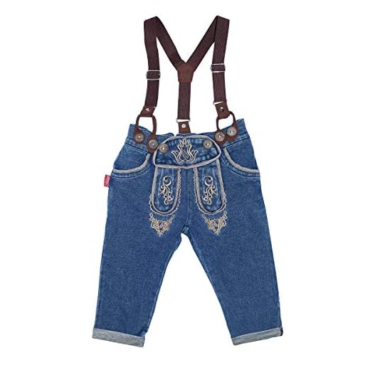 Mogo Unisex - Kinder Baby Jeans lang Lederhosenstyle blau, Jeans (blau), 80/86