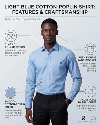 Image of INKAST Men's Cotton Blend Plain Formal Shirt | Full Sleeves Solid Shirts| Straight Regular Fit | Office and Regular Wear