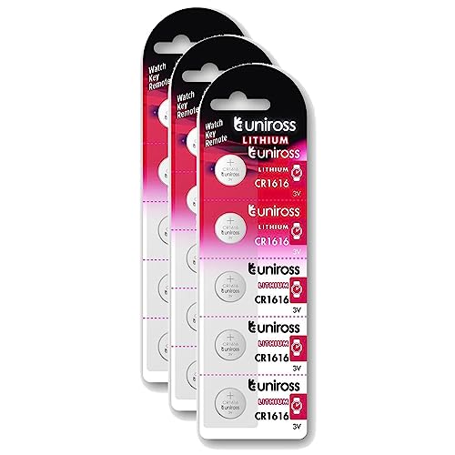 Uniross Pack de 3 x 5 Piles Lithium CR1616, 3V