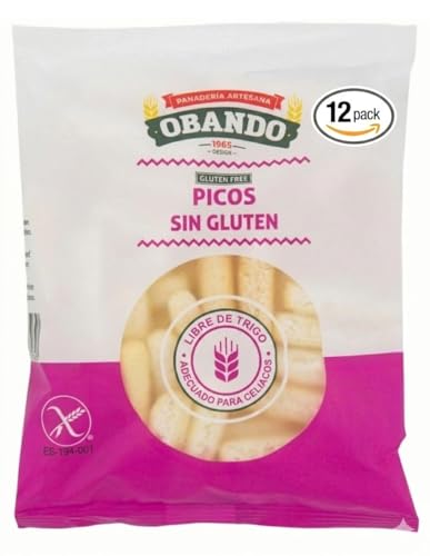 Diaz Cadenas - Picos Obando Sin Gluten 80g Pack 12 Unidades – Picos Artesanos Crujientes, Aperitivo para Hostelería y Restauración