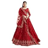 Indisches Damenkleid, bestickt, rot, Designer-Brautkleid, Hochzeitskleid, Steinverzierung, Lehenga Chaniya Choli - - 44