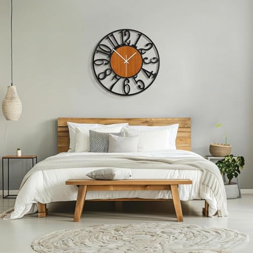 Image of PRAMUKH FASHION Wall Clock Stylish Metal Analog Wall Clock for Living Room, Bedroom, Office, Kitchen, Home and Hall | Antique Fancy Big Size Modern Wall Watch (ST-57, 14 INCH)