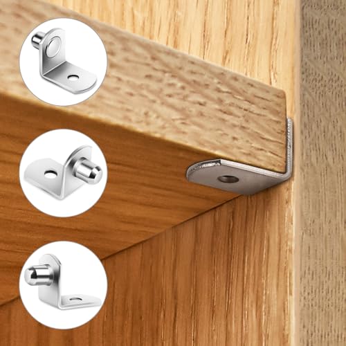 Oualhoo 5mm Shelf Support Pegs, Shelf Pegs with Hole, L-Shaped Nickel Plated Shelf Pins Holders for Kitchen Bookcase Cabinet Furniture Support, 50 PCS
