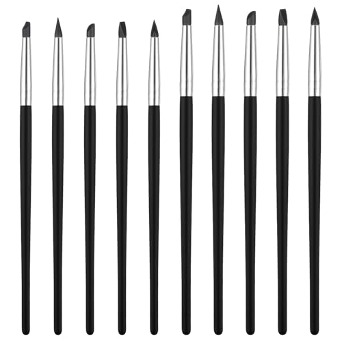 10PCS Professional Silicone Rubber Tip Paint Pens Brushes Silicones Paint Brush Silicone Artist Brushes Silicon Color Shapers Brush for Handicraft Pottery Artwork Shaping Carving DIY Black