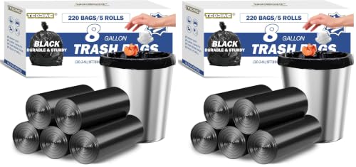 Image of Medium Trash Bags 8 Gallon Heavy Duty, 0.94 Mil, Black, 220 Count (Pack of 2)