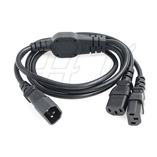 HangTon UPS PDU Ordinateur PC Cordon séparateur d'alimentation IEC320 C14 à 2 x C13 10A 250V câble d'extension 1 mètre Cover