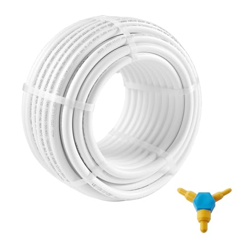 VEVOR P49-1-25 AL 5/8'' Diameter Plastic Composite Oxygen Barrier, 0.08'' Thickness Radiant Heat Floor Plumbing 25M Inner Aluminum Layer PEX Tubing Pipe, White