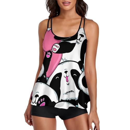 Maillot de bain tankini panda femme short de garçon ensemble bikini plage