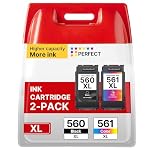 PG-560XL CL-561XL 560XL 561XL Replacement for Canon 560 561 Ink Cartridges for Pixma TS7451 TS7450 TS5350 TS5351 TS5350a TS5351 TS5352 (1 Black 1 Colour)