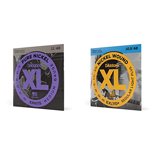 D’Addario EPN115 Cordes en nickel pur pour guitare électrique Blues/Jazz Rock 11-48 & EXL110+ Cordes en Nickel pour… - Les Beatles, Paul McCartney, John Lennon, RIngo Starr, George Harrison D'Addario EPN115 Cordes en nickel pur pour guitare électrique Blues/Jazz Rock 11-48 & EXL110+ Cordes en Nickel pour…