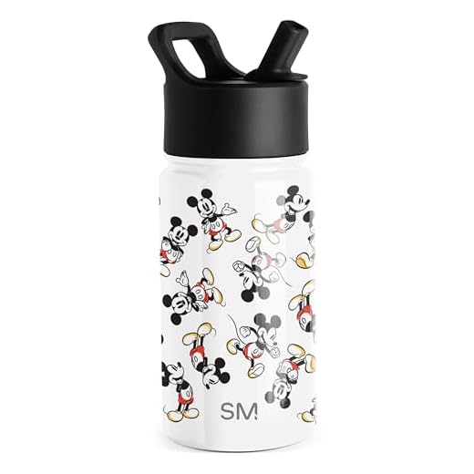 Simple Modern 14oz Disney Summit Kids Water Bottle Thermos with Straw Lid - Dishwasher Safe Vacuum Insulated Double Wall Tumbler Travel Cup 18/8 Stainless Steel - Disney: Mickey Retro