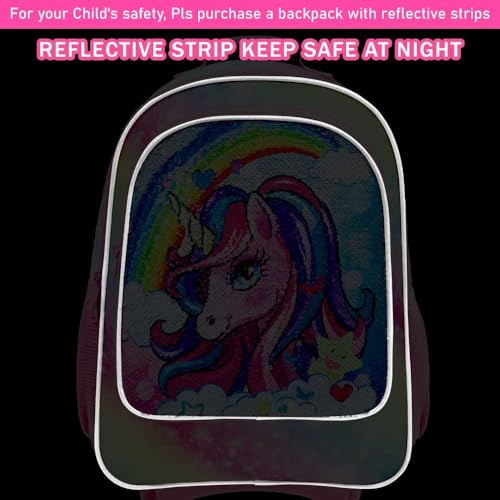 3Pcs Rolling Backpack for Girls, Kids Unicorn Roller Bookbag with Wheels, Wheeled School Bag Set for Elementary -Rainbow2