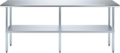 Vista 252 de AmGood Mesa de trabajo de acero inoxidable de 18 pulgadas x 36 pulgadas Mesa de preparación de alimentos de cocina de metal NSF