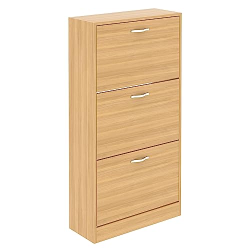 Vida Designs 3 cajón Zapatero Armario de Zapatos de Almacenamiento Organizador Pull Down Unidad de Muebles de Madera, Madera de Pino