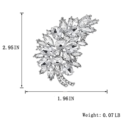 Women Jewelry Silver Plated Assorted Crystal Rhinestones Brooch Pins For Diy Wedding Bouquets Kit Daily Wear, Sliver White E #TOP1