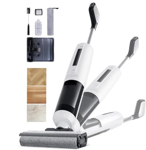 Self-Cleaning Wet Dry Vacuum Mop Combo,Cordless Floor Cleaner for Hardwood/Tile Floors,140°F Hot Drying,18000Pa Suction,2-in-1 Hard Floor Vacuum and Mop,180°Edge Access,Stick Vacuum Mop for Pet Hair