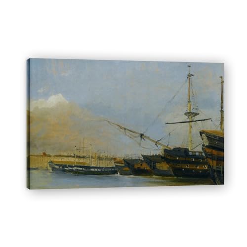 Tableau Dématèlement des Cuirassés de Toulon 80x120cm Encadrée