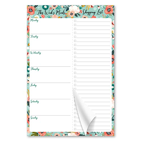 15.2x22.9 cm Wochenplaner, magnetischer Notizblock für Kühlschrank mit 50 abreißbaren 80 g Blatt, Einkaufsliste, zum Aufhängen, Lebensmittelmenü, Planung, Organizer, Pfingstrose, Garten, Blüte, Wiese Cover