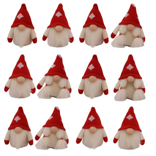 hausleben 12 Stück Deko Wichtel 2 Sorten je 6er Set | Mini Wichtel 9 cm | Weihnachtsdeko Figurenset | Tischdeko Advent Winterdeko | Ideal für Basteln & Geschenkideen